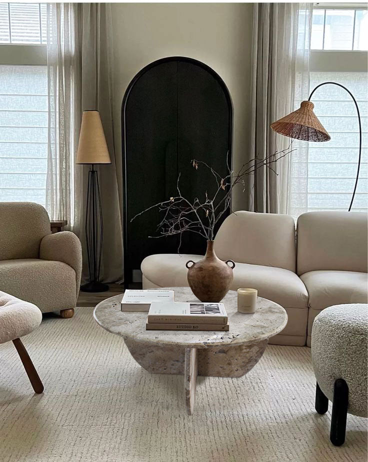 Troia Light Travertine Round Coffee Table