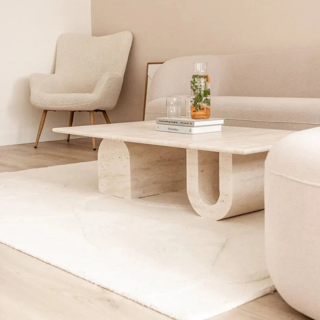 Troia Light Travertine Coffee Table U Shape