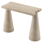 Troia Light Travertine Designer Cone Shape Legs Console Polished
