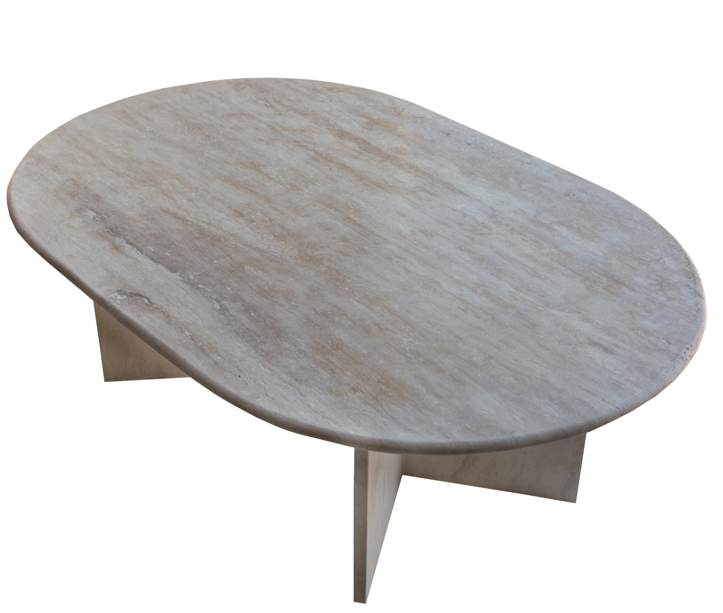 Troia Light Travertine Oval Coffee Table