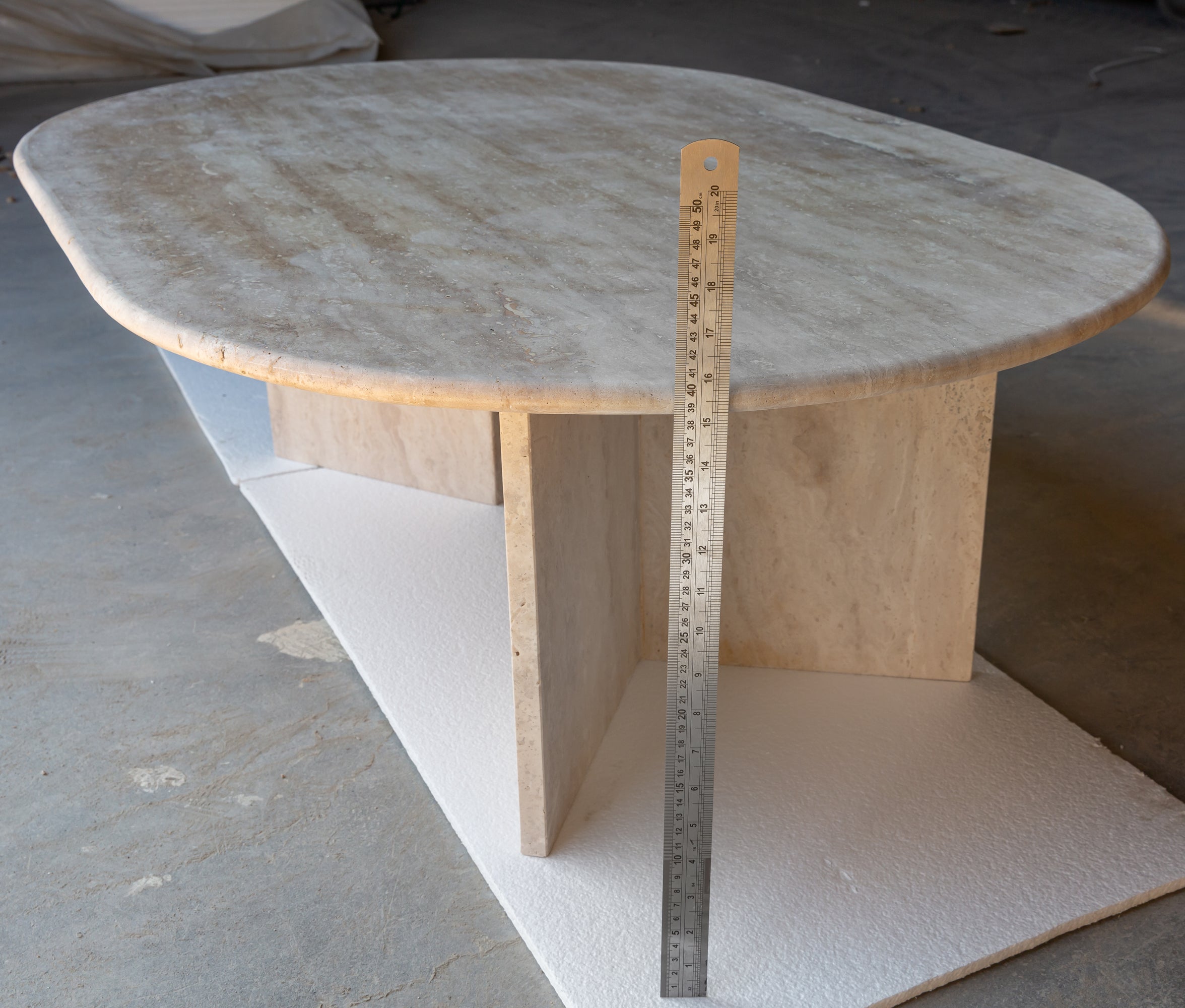 Troia Light Travertine Oval Coffee Table