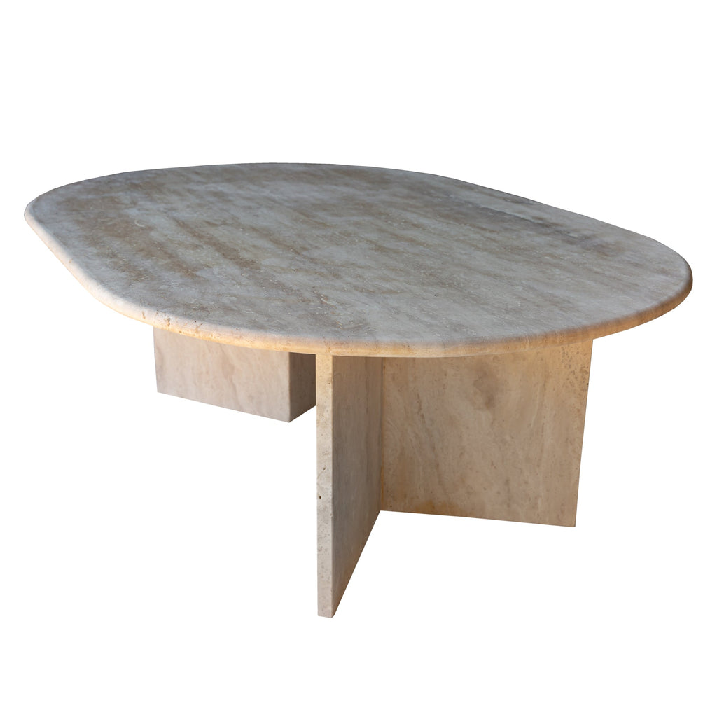 Troia Light Travertine Oval Coffee Table