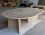 Troia Light Travertine Oval Coffee Table