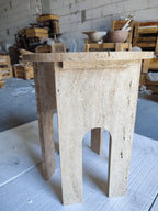 Troia Light Travertine Round End/Side Table U Shape
