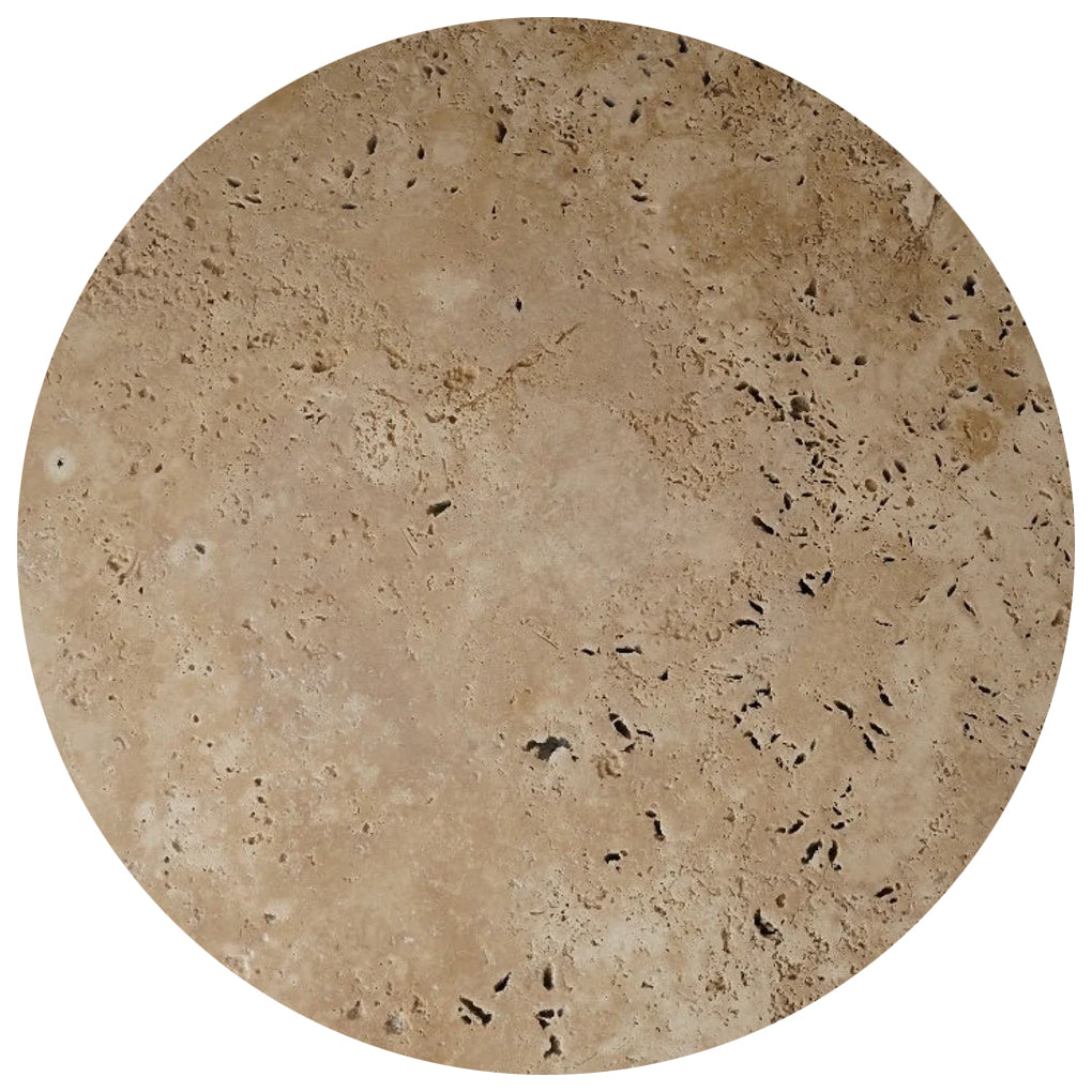 Troia Light Travertine Round End/Side Table U Shape