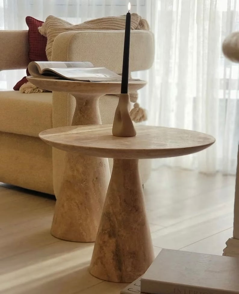 Troia Light Travertine Round End/Side
