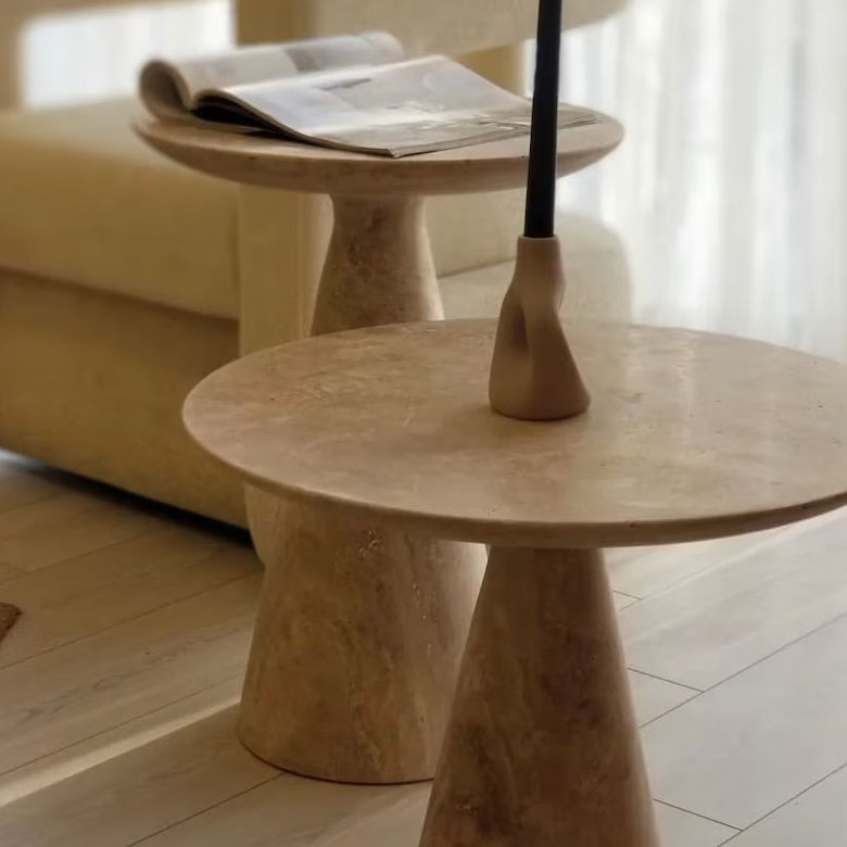 Troia Light Travertine Round End/Side
