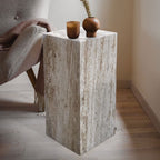 Walnut Travertine End/Side Table